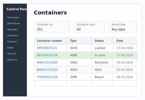 TOS fast search screen for container records